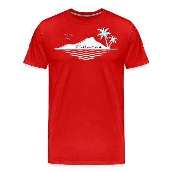 Curacao Island with Palm Trees Dream Vacation Destination - Men's Premium Organic T-Shirt - red - Front - Damien (186cm)