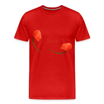 Zwillinge Mohn Klatschmohn Sternzeichen Zwillinge - Männer Premium Bio T-Shirt - Rot - Vorne - Damien (186cm)