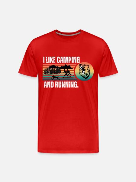 I like camping and running - Men's Premium Organic T-Shirt - red