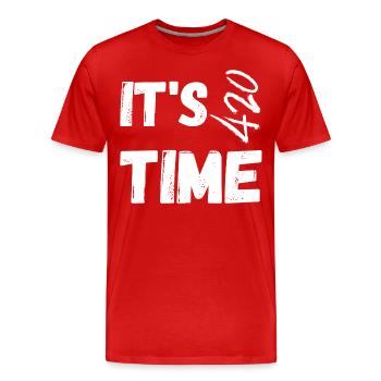 Il est temps de fumer - T-shirt bio Premium Homme - rouge - Devant - Damien (186cm)