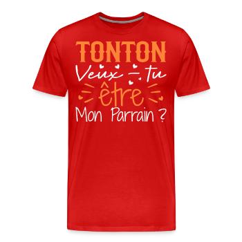 Onkel: Willst du Mein Pate sein? - Männer Premium Bio T-Shirt - Rot - Vorne - Damien (186cm)