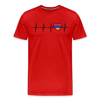Armenien Herzschlag Flagge Armenier - Männer Premium Bio T-Shirt - Rot - Vorne - Damien (186cm)