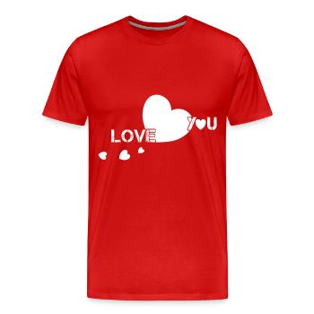 Je t’aime cœurs blancs - T-shirt bio Premium Homme - rouge - Devant - Damien (186cm)