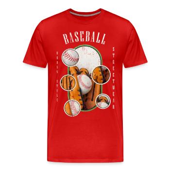 Baseball Ball Handschuh Schläger Vintage Retro - Männer Premium Bio T-Shirt - Rot - Vorne - Damien (186cm)