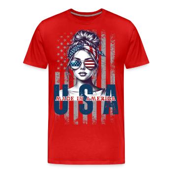 July 4, also known as Independence Day, - T-shirt bio Premium Homme - rouge - Devant - Damien (186cm)