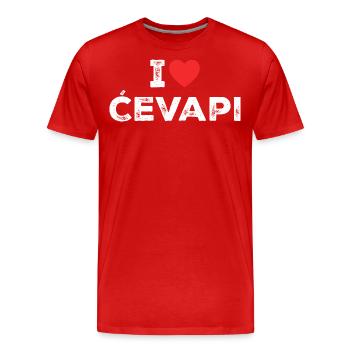 I Love Cevapi - I Heart Cevapi - Balkan Food - T-shirt bio Premium Homme - rouge - Devant - Damien (186cm)