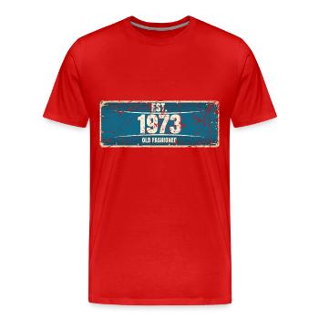 50. Geburtstag 1973 Nummernschild - Männer Premium Bio T-Shirt - Rot - Vorne - Damien (186cm)