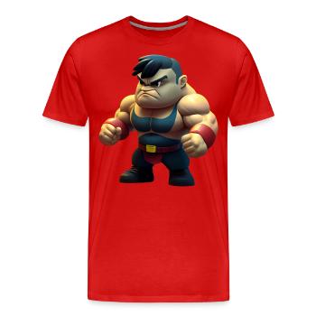 kleiner muskulöser Kämpfer - Männer Premium Bio T-Shirt - Rot - Vorne - Damien (186cm)