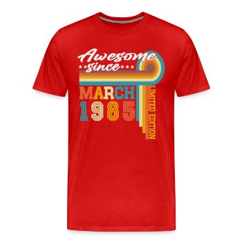 März 1985 Jahrgang geboren Geburtstag Retro - Männer Premium Bio T-Shirt - Rot - Vorne - Damien (186cm)