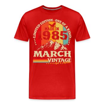 Vintage März 1985 Jahrgang Retro Geburtstag - Männer Premium Bio T-Shirt - Rot - Vorne - Damien (186cm)