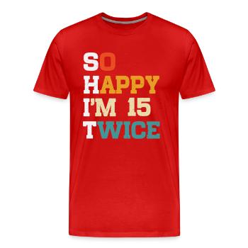 30 Anniversaire 30 Années Né 1995 - T-shirt bio Premium Homme - rouge - Devant - Damien (186cm)