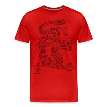 Black Dragon des Enfers - Cadeau - T-shirt bio Premium Homme - rouge - Devant - Damien (186cm)