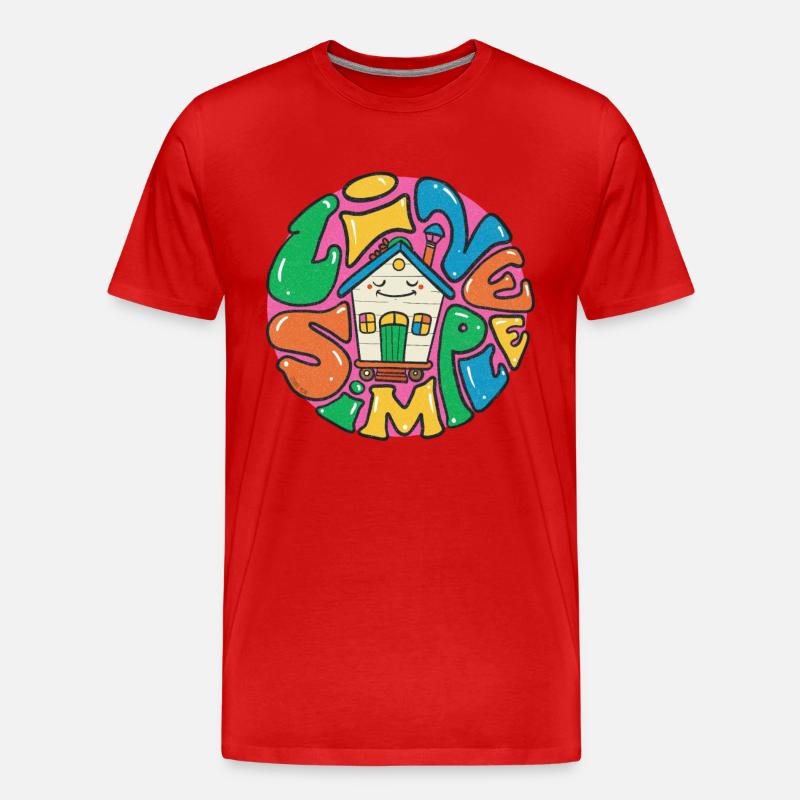 Lebe ein einfaches Tiny House - Männer Premium Bio T-Shirt - Rot