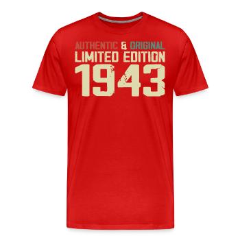 1943 Cadeau Anniversaire 1943 Vintage 1943 Rétro - T-shirt bio Premium Homme - rouge - Devant - Damien (186cm)