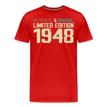 1948 Geburtstagsgeschenk 1948 Jahrgang 1948 Retro - Männer Premium Bio T-Shirt - Rot - Vorne - Damien (186cm)