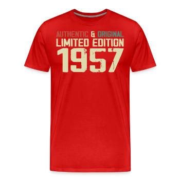 1957 Geburtstagsgeschenk 1957 Jahrgang 1957 Retro - Männer Premium Bio T-Shirt - Rot - Vorne - Damien (186cm)