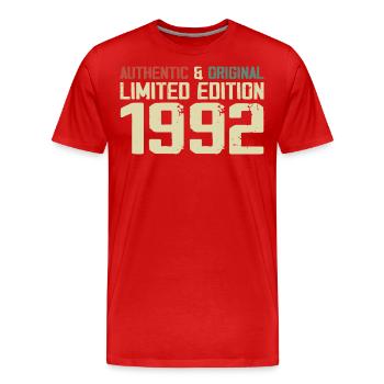 1992 Geburtstagsgeschenk 1992 Jahrgang 1992 Retro - Männer Premium Bio T-Shirt - Rot - Vorne - Damien (186cm)