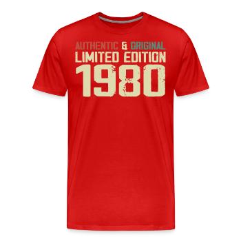 1980 Geburtstagsgeschenk 1980 Jahrgang 1980er Retro - Männer Premium Bio T-Shirt - Rot - Vorne - Damien (186cm)