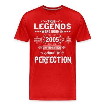 Les légendes sont nées en 2005 - T-shirt bio Premium Homme - rouge - Devant - Damien (186cm)