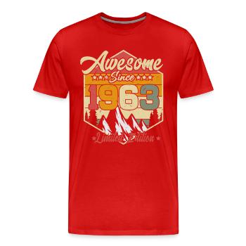 Né en 1963 60 ans anniversaire - T-shirt bio Premium Homme - rouge - Devant - Damien (186cm)