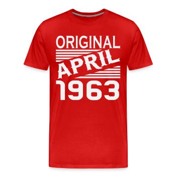 April 1963 Born Vintage Birthday - Men's Premium Organic T-Shirt - red - Front - Damien (186cm)