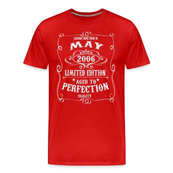 Legends est né en mai 2006 - T-shirt bio Premium Homme - rouge - Devant - Damien (186cm)