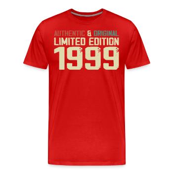 1999 Geburtstagsgeschenk 1999 Jahrgang 1999 Retro - Männer Premium Bio T-Shirt - Rot - Vorne - Damien (186cm)