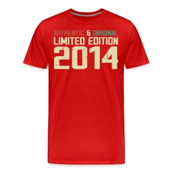 2014 Geburtstagsgeschenk 2014 Jahrgang 2014 Retro - Männer Premium Bio T-Shirt - Rot - Vorne - Damien (186cm)