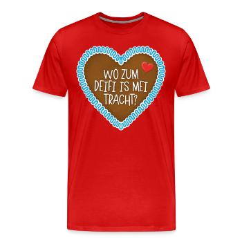 Wo zum Deifi Lebkuchenherz - Männer Premium Bio T-Shirt - Rot - Vorne - Damien (186cm)