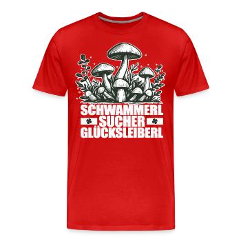 Pilzsammler Glücksleiberl - Männer Premium Bio T-Shirt - Rot - Vorne - Damien (186cm)