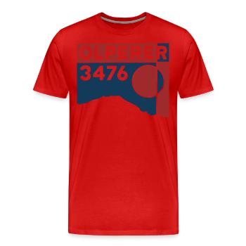 Randonnée de traversée du pont de l’arête nord d’Olperer - T-shirt bio Premium Homme - rouge - Devant - Damien (186cm)