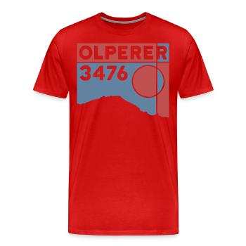 Randonnée de traversée du pont de l’arête nord d’Olperer - T-shirt bio Premium Homme - rouge - Devant - Damien (186cm)