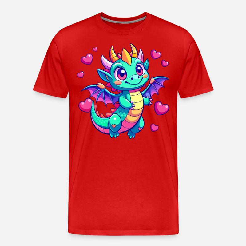 Farbenfroher Drache - Männer Premium Bio T-Shirt - Rot
