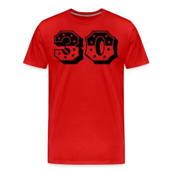 Numéro 30 - T-shirt bio Premium Homme - rouge - Devant - Damien (186cm)