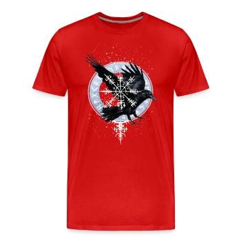 Runes Symbole mystique du corbeau nordique - T-shirt bio Premium Homme - rouge - Devant - Damien (186cm)
