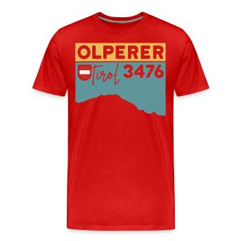 Randonnée de traversée du pont de l’arête nord d’Olperer - T-shirt bio Premium Homme - rouge - Devant - Damien (186cm)