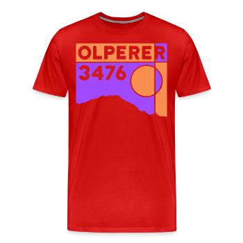 Randonnée de traversée du pont de l’arête nord d’Olperer - T-shirt bio Premium Homme - rouge - Devant - Damien (186cm)