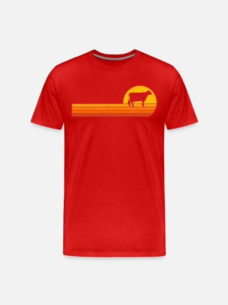 Mucche Sunrise Maglietta Mucca Divertente - Maglietta ecologica premium da uomo - rosso