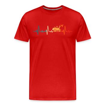 Conducteur de chargeuse sur pneus Heartbeat Retro Chargeuse sur pneus - T-shirt bio Premium Homme - rouge - Devant - Damien (186cm)