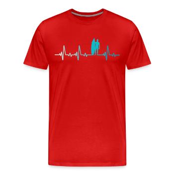 Surf rétro Battement de cœur Surfeur surfeur - T-shirt bio Premium Homme - rouge - Devant - Damien (186cm)