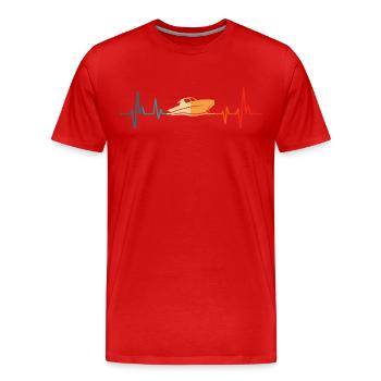 Motorboat heartbeat boat captain - Men's Premium Organic T-Shirt - red - Front - Damien (186cm)