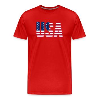États-Unis Amérique Américain - T-shirt bio Premium Homme - rouge - Devant - Damien (186cm)