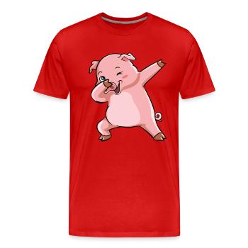 Dabbing Schwein Sieger Sau - Männer Premium Bio T-Shirt - Rot - Vorne - Damien (186cm)