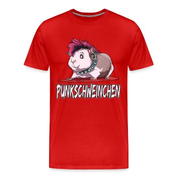 Punkschweinchen Meerschweinchen Punk - Männer Premium Bio T-Shirt - Rot - Vorne - Damien (186cm)