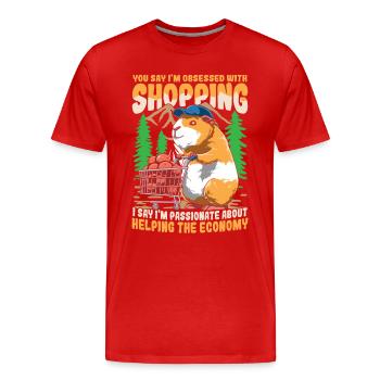 MEERSCHWEINCHEN FUTTER EINKAUFSWAGEN - Männer Premium Bio T-Shirt - Rot - Vorne - Damien (186cm)