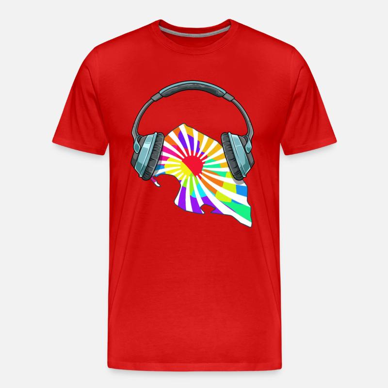 Fehmarn Kopfhörer Musik Bunt - Männer Premium Bio T-Shirt - Rot