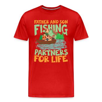 Father And Son Fishing Partners For Life - Männer Premium Bio T-Shirt - Rot - Vorne - Damien (186cm)