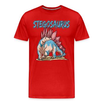 Stegosaurus Dinosaurier - Männer Premium Bio T-Shirt - Rot - Vorne - Damien (186cm)