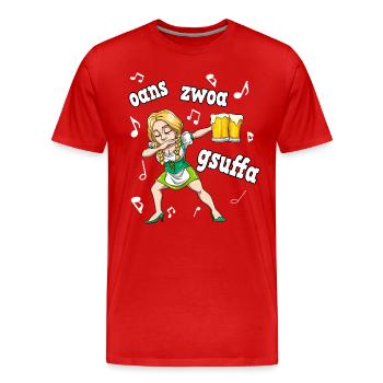 Dabbing Kellnerin Dirndl Bedienung Schunkelmusik - Männer Premium Bio T-Shirt - Rot - Vorne - Damien (186cm)
