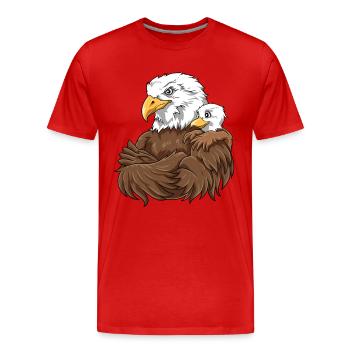 Starker Adler mit Adler Kind für einen Adler - Männer Premium Bio T-Shirt - Rot - Vorne - Damien (186cm)